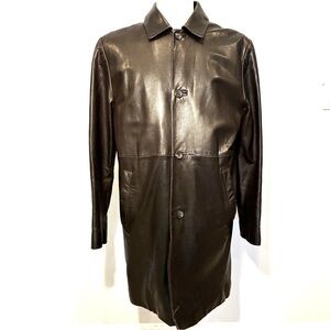Banana Republic Dark Brown Leather Trench Coat, Size M